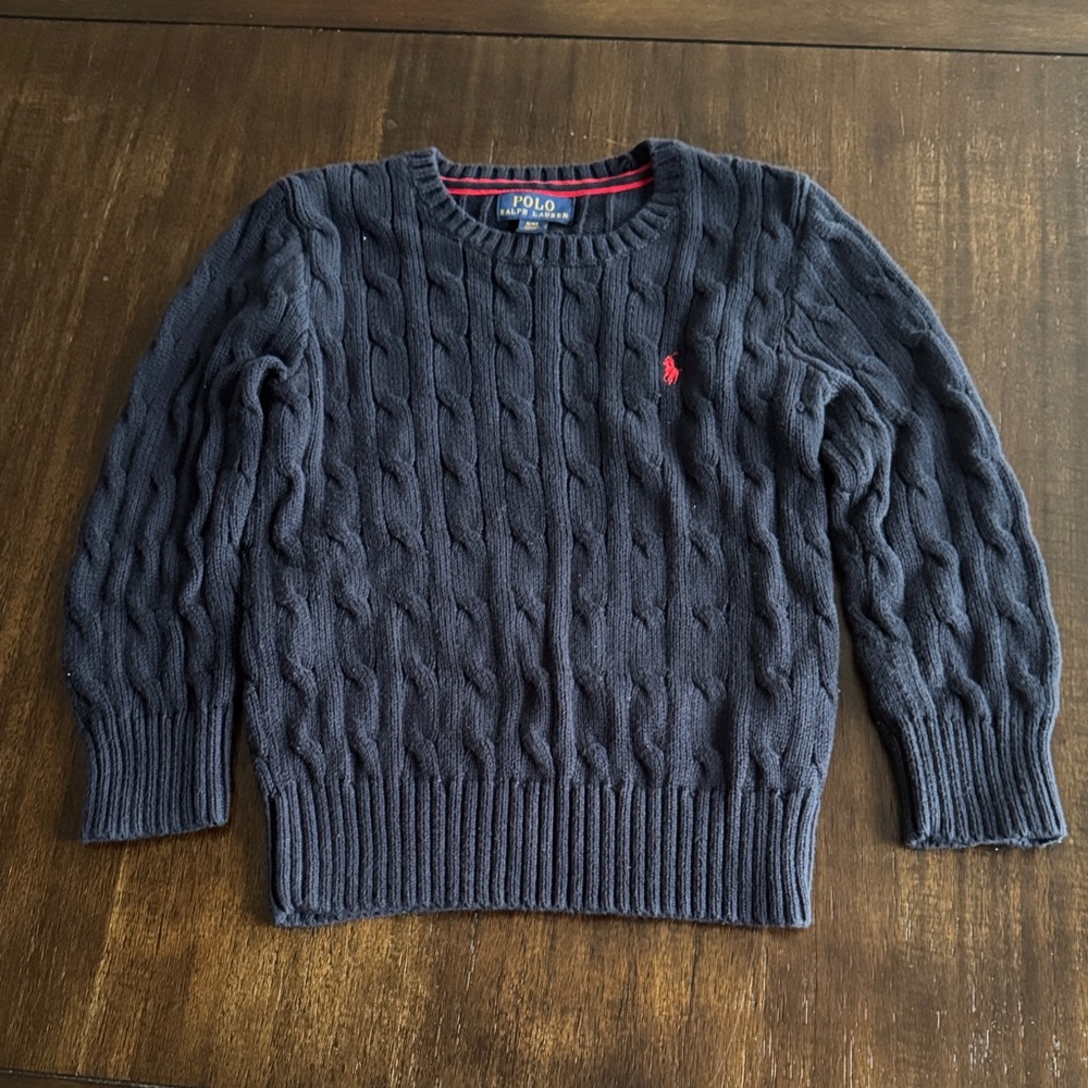 Polo by Ralph Lauren Men's Dark Blue Cable Knit Sweater